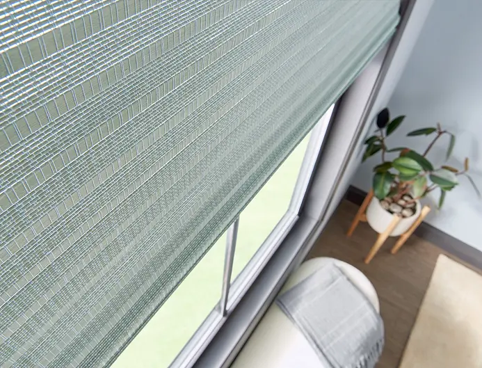 premium woven shades with organic materials in stylish office