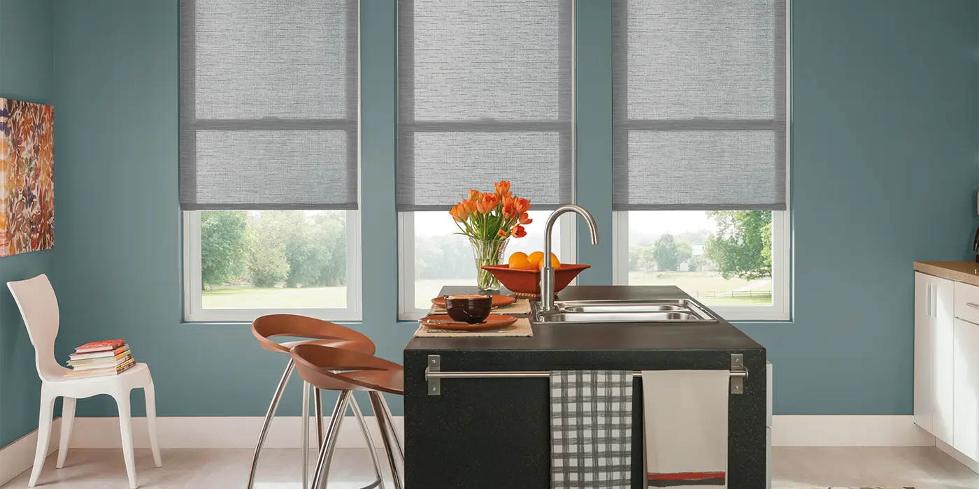 solar shades blocking UV rays while keeping outdoor views