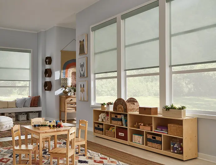 luxury solar shades reducing glare in modern living room