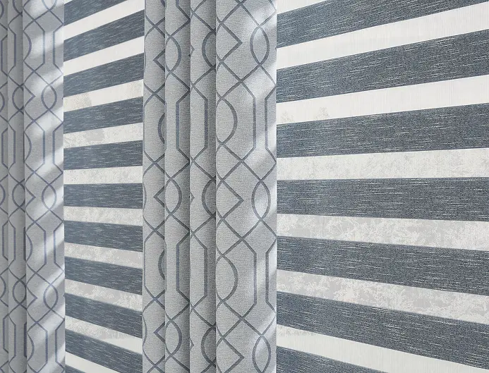 contemporary zebra shades adding bold style to office interior